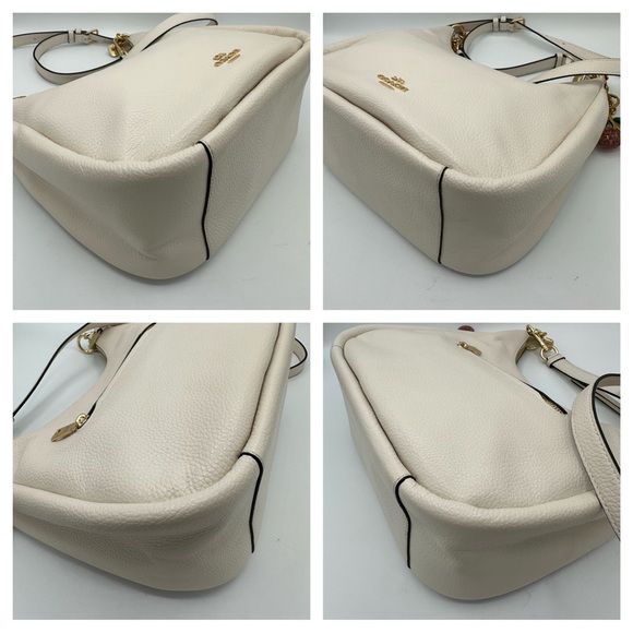 ⭐️SOLD⭐️ Coach Jules Hobo Crossbody in Chalk Leather with Cherry Charm 🍒 - Picture 6 of 15